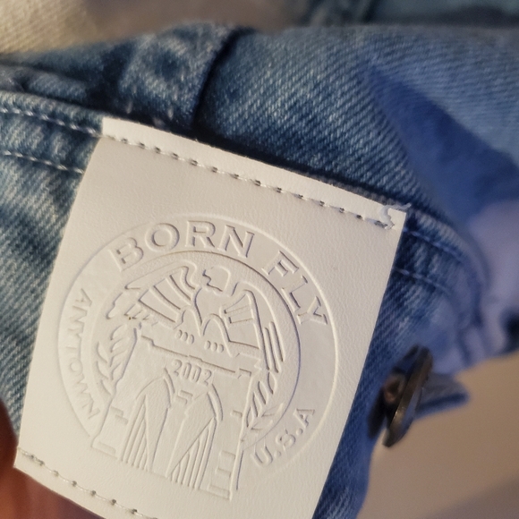 Born-Fly Distressed Embroidered Denim Jean Jacket Size XL - Picture 7 of 7